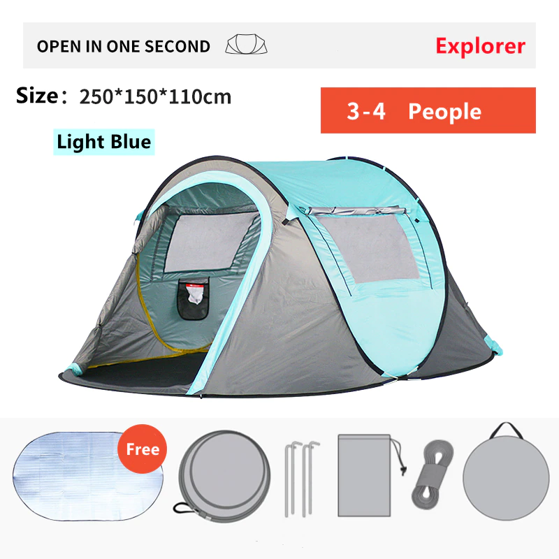 Cheap Goat Tents Outdoor Camping Tent 190T Sunscreen Double Layers Automatic Thick Waterproof Detachable Multi  use 3 4 Person Hiking Tent   